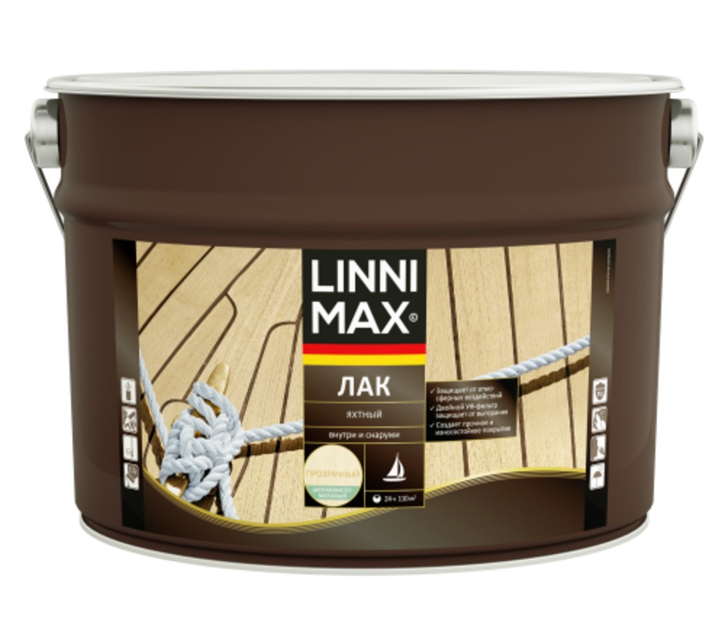 Лак алкидно-уретановый LINNIMAX Лак Яхтный матовый 9 л