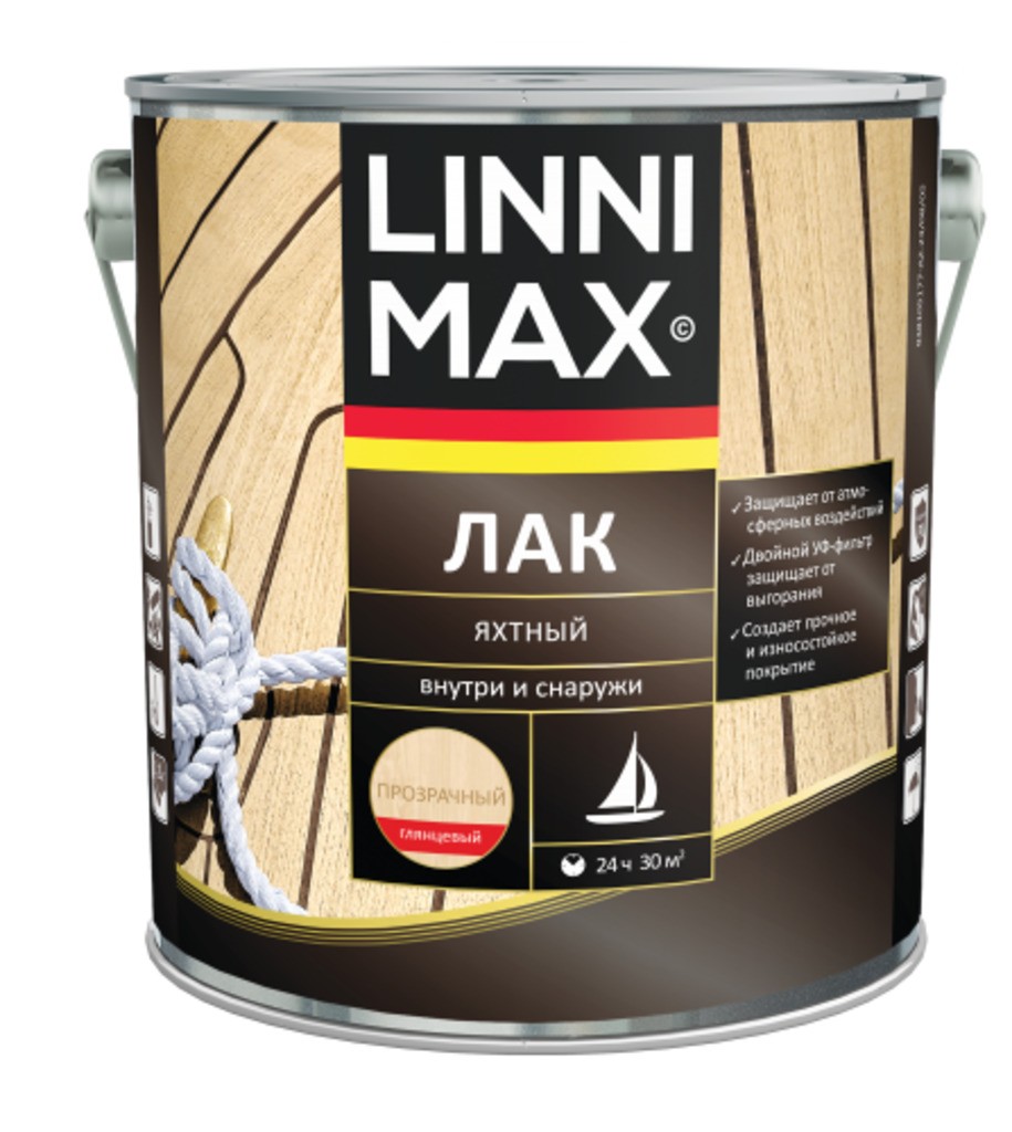 Лак алкидно-уретановый LINNIMAX Лак Яхтный глянцевый 2,5 л