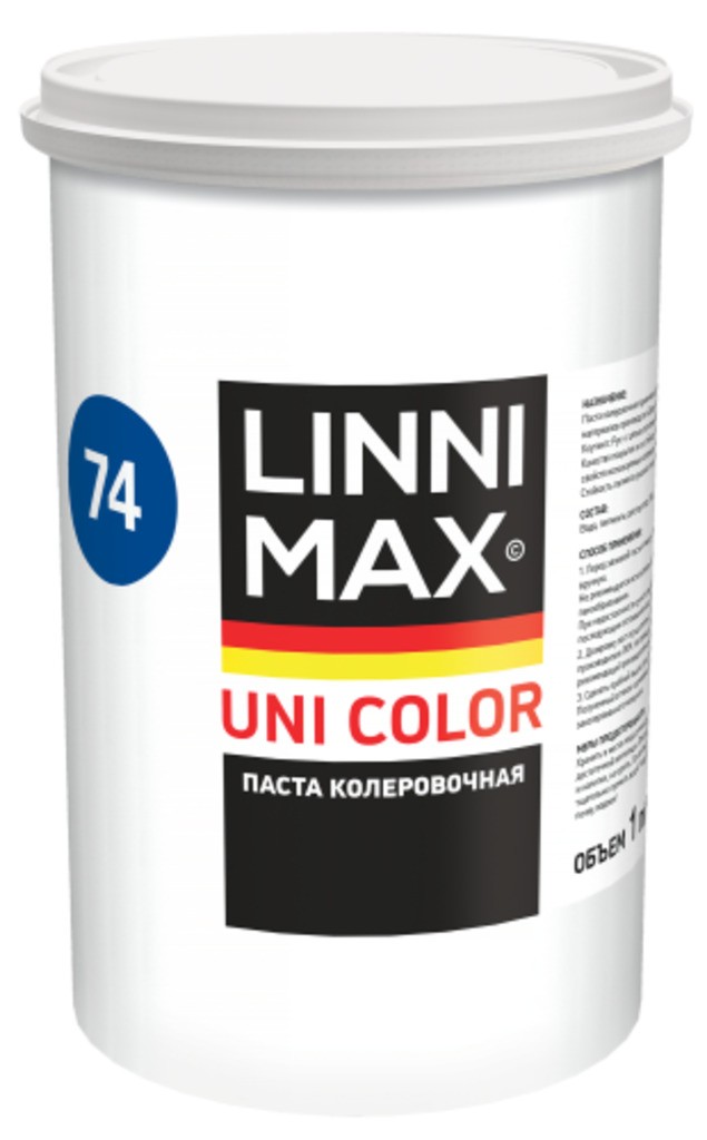 Универсальная пигментная паста для колеровки лакокрасочных материалов LINNIMAX Uni Color 74 Dunkelblau 1 л
