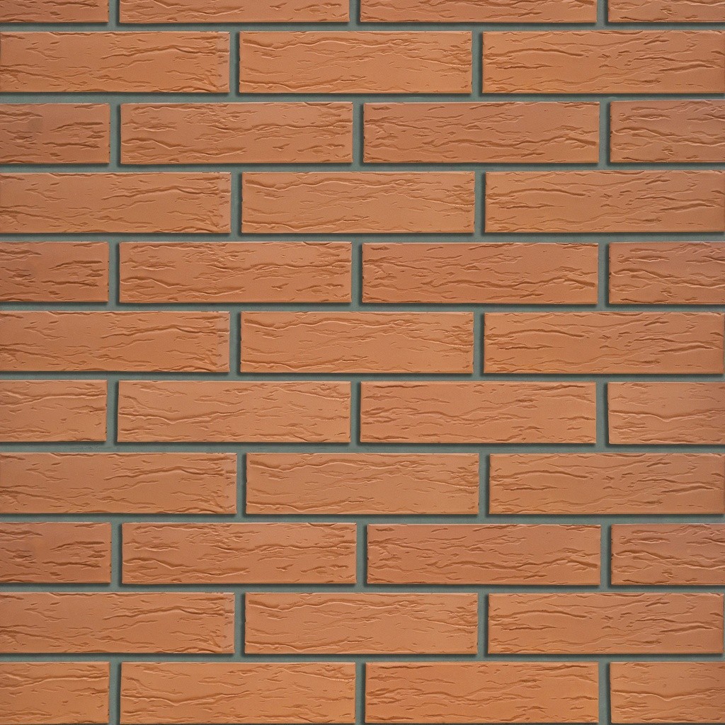 Облицовочный кирпич КРАСНЫЙ (Кора дуба) 1NF Одинарный (250х120х65)