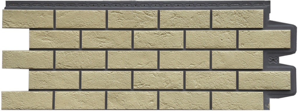 Фасадная панель Grand Line Состаренный кирпич Design Plus ваниль с темно-бежевым швом