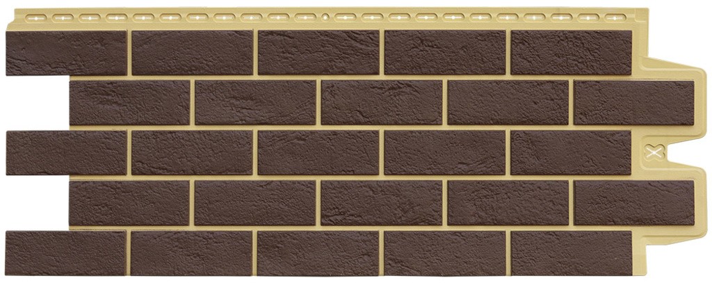 Фасадная панель Grand Line Состаренный кирпич Design Plus каштан с песочным швом