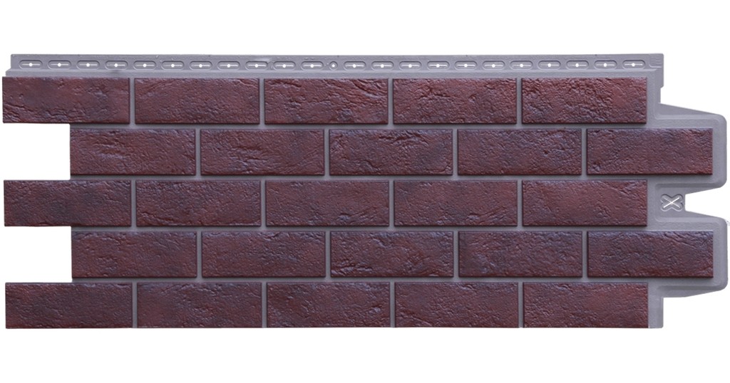 Фасадная панель Grand Line Состаренный кирпич Design Plus кофе с темно-бежевым швом