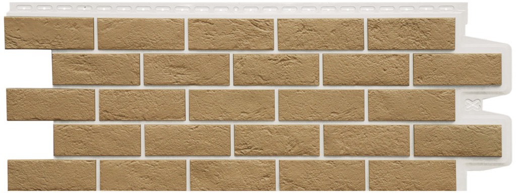 Фасадная панель Grand Line Состаренный кирпич Design Plus солома с белым швом