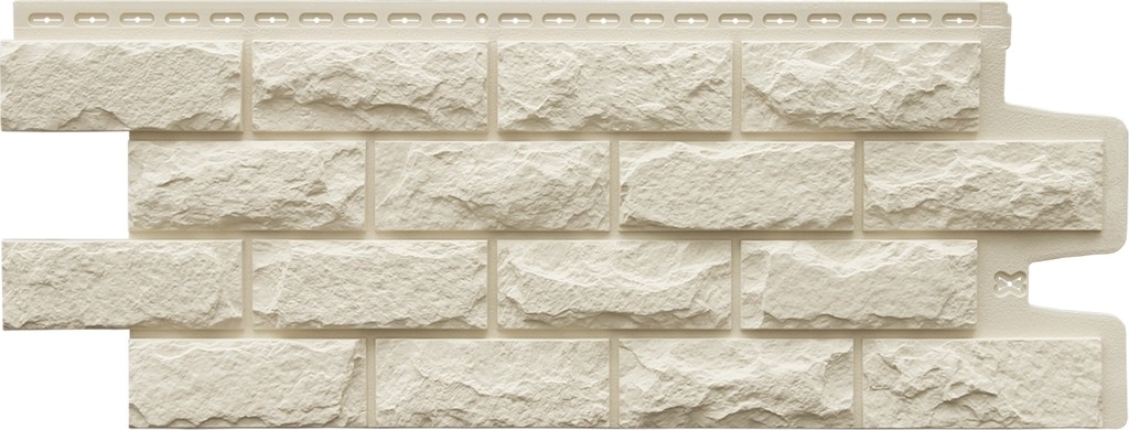 Фасадная панель Grand Line Колотый камень Classic молочный