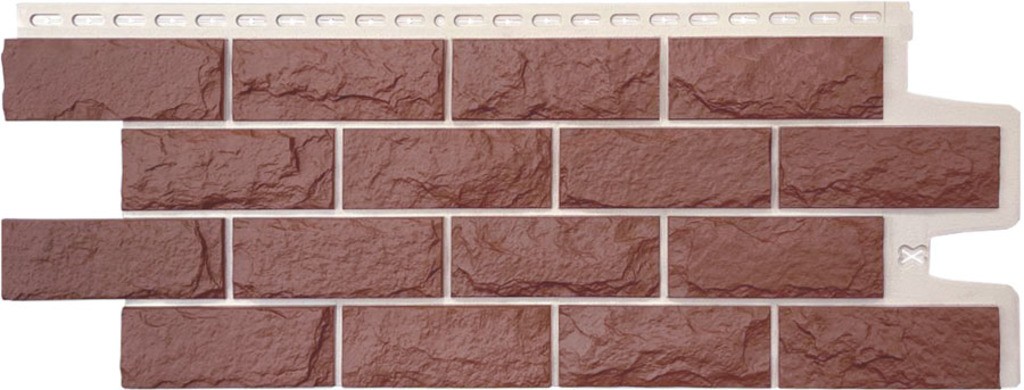Фасадная панель Grand Line Колотый камень Design Plus корица с белым швом